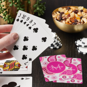 Jeu De Cartes Joli motif paisley rose personnalisé