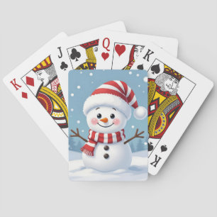 Jeu De Cartes Joli petit bonhomme de neige avec écharpe et chape