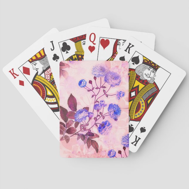 Jeu De Cartes Joli rose avec / Purple Floral Print (dos)