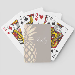 Jeu De Cartes Joli rose en cuivre, ananas et gris