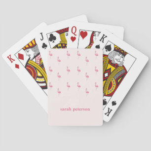 Jeu De Cartes Joli rose flamingo nom personnalisé rose