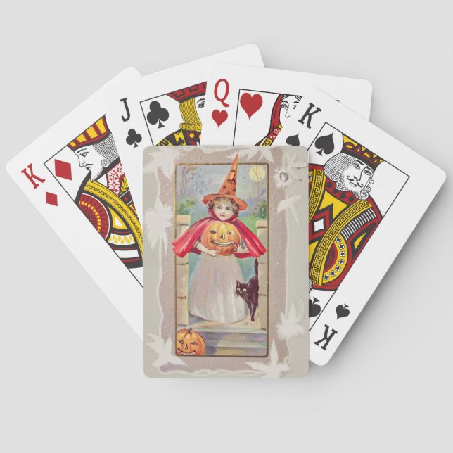 Jeu De Cartes Joli sorcier Jack O'Lantern Citrouille Chat noir (dos)