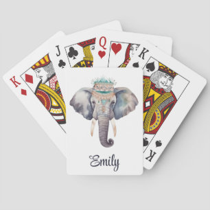 Jeu De Cartes Jolie aquarelle boho hippie design éléphant