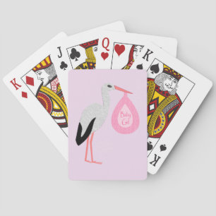 Jeu De Cartes Jolie chatte rose bébé fille Stork