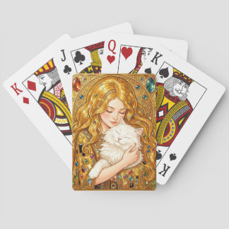 Jeu De Cartes Jolie Fille Avec Chat Art Nouveau Style Gustav Kli