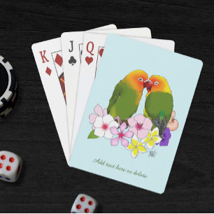 Jeu De Cartes Jolis Inséparables Fleurs Tropicales Oiseau Romant