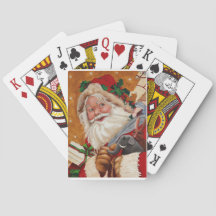 Jolly Père Noël Jouer aux cartes
