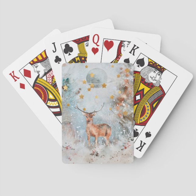 Jeu De Cartes Jouer aux cartes avec des cerfs d'hiver (dos)