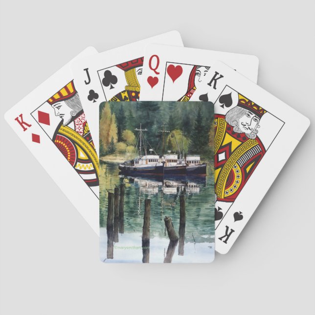 Jeu De Cartes Jouer aux cartes - Bateaux de pêche reflets verts (dos)