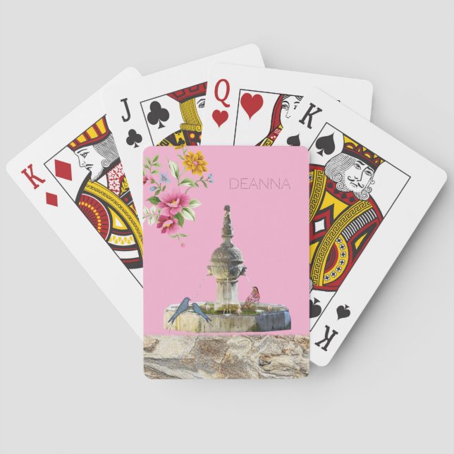 Jeu De Cartes Jouer Carte Deck Floral Bird Fontaine (dos)