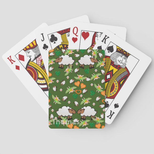 Jeu De Cartes Jouer Carte Deck Sheep Coeurs verts (dos)
