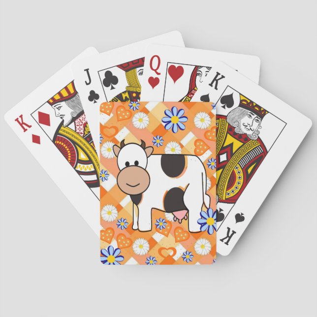 Jeu De Cartes Jouer Carte Deck Vache bleu Floral Chevron (dos)