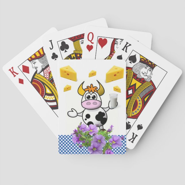 Jeu De Cartes Jouer Carte Deck Vache bleu Plaid Floral (dos)