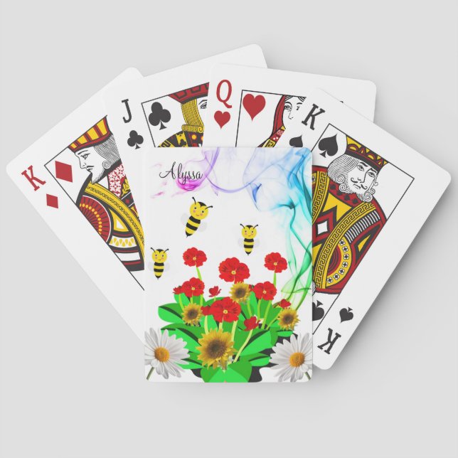Jeu De Cartes Jouer Carton Deck Bumblebee Floral Tournesol (dos)
