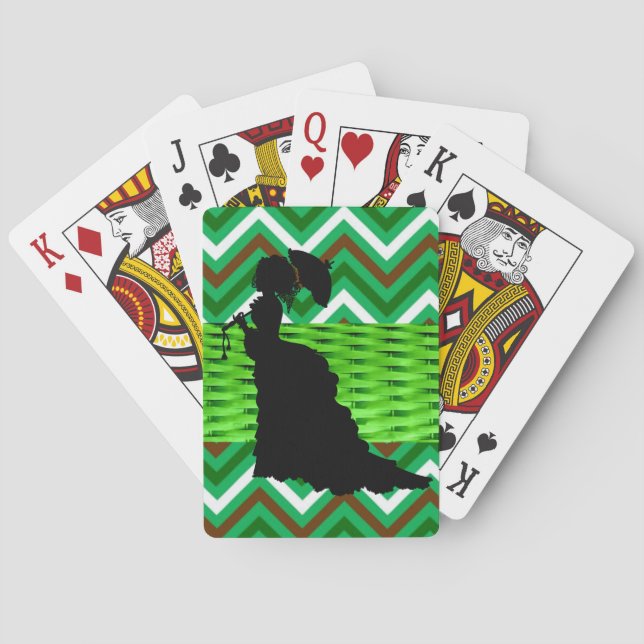 Jeu De Cartes Jouer Carton Deck Vert Victorian Femme (dos)