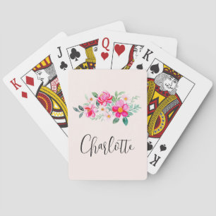 Jeu De Cartes Jouer Joli Bouquet de Fleur Rose