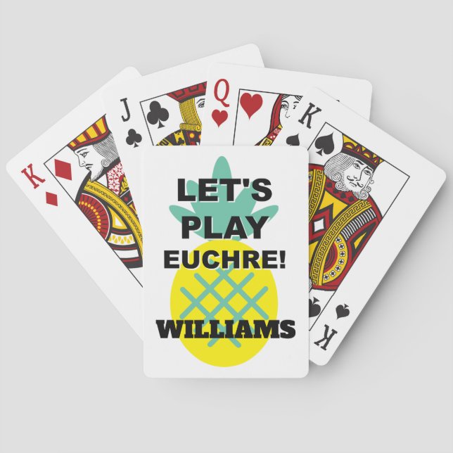 Jeu De Cartes Jouons à Euchre ! Conception ananas personnalisée (dos)