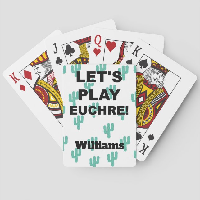 Jeu De Cartes Jouons à Euchre ! Conception Cactus personnalisée (dos)