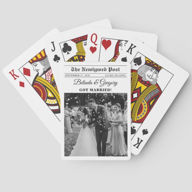 Jeu De Cartes Journal mariage Fun Noir & Blanc Mariage Faveur (dos)