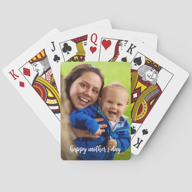 Jeu De Cartes Joyeuse fête des mères Photo personnalisée Script  (dos)