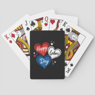 Jeu De Cartes Joyeuse Fête du Travail Cœurs Patriotiques Rouge B