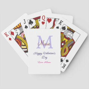 Jeu De Cartes Joyeuse Saint-Valentin pastel violet monogramme ro