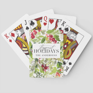 Jeu De Cartes Joyeuses vacances aquarelle feuillage de noël