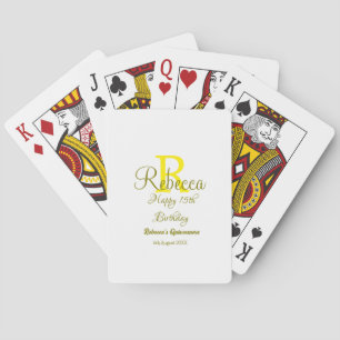 Jeu De Cartes Joyeux 15e anniversaire jaune ajouter nom monogram