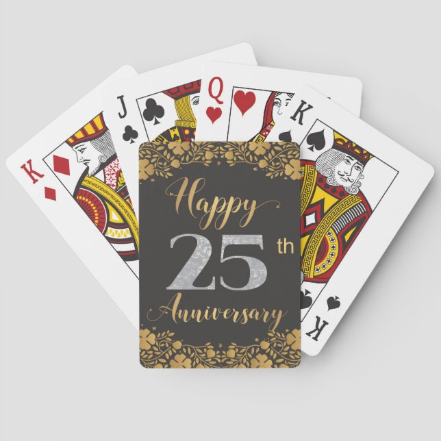 Jeu De Cartes Joyeux 25e anniversaire Mariage d'argent 25 ans (dos)