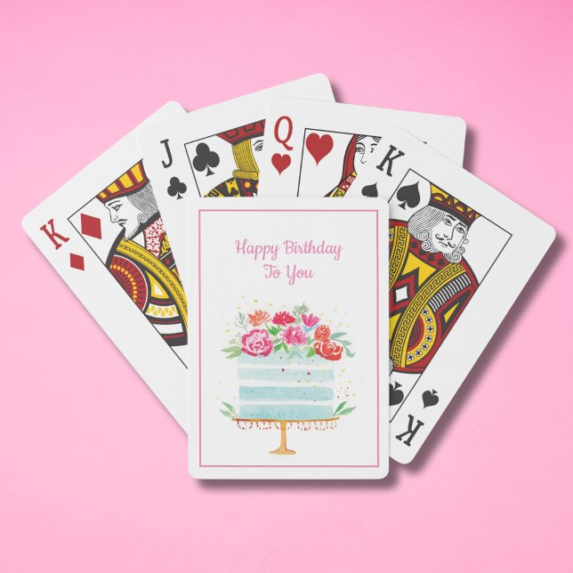 Jeu De Cartes Joyeux Anniversaire Floral Anniversaire Gâteau (Créateur téléchargé)