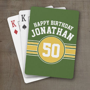 Jeu De Cartes Joyeux Anniversaire Sports Stripes avec Age Gold G