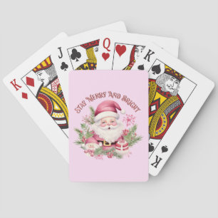 Jeu De Cartes Joyeux et lumineux - Père Noël rose