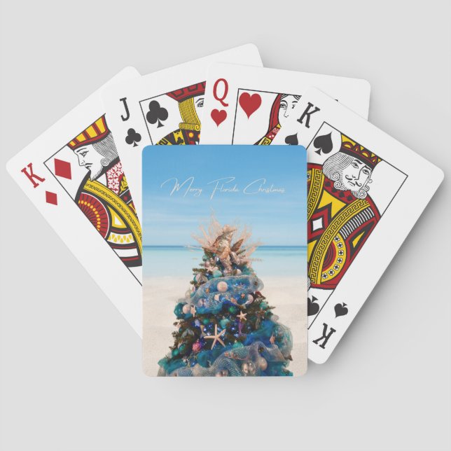 Jeu De Cartes Joyeux Floride Noël Tropical Beach Holiday Tree (dos)