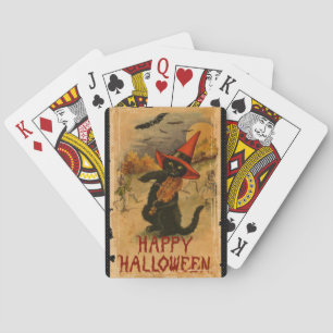 Jeu De Cartes Joyeux Halloween Chat noir Jouer des chauves-souri