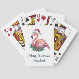 Jeu De Cartes Joyeux Noël Flamant Rose Personnalisé