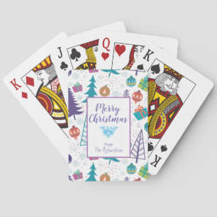 Jeu De Cartes Joyeux Noël Icônes de vacances personnalisées Blan