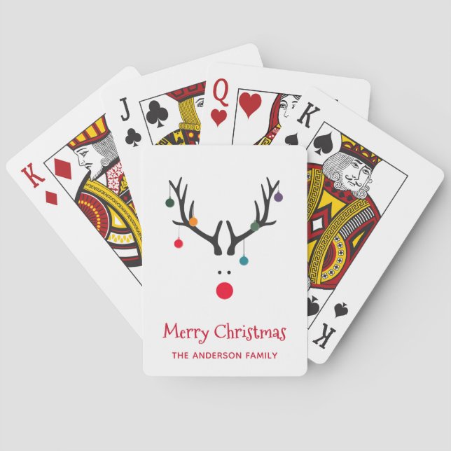 Jeu De Cartes Joyeux Noël moderne drôle renne blanc (dos)