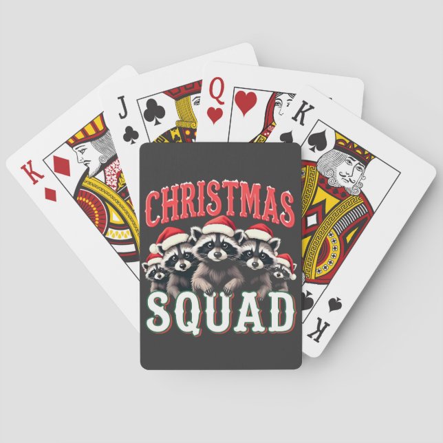 Jeu De Cartes Joyeux Noël Raccoon Santa Hat Amateurs (dos)
