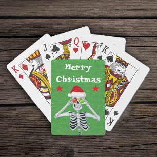 Jeu De Cartes Joyeux Noël Squelette Ornements Étoiles Santa Hat