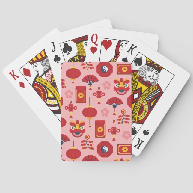 Jeu De Cartes Joyeux Nouvel An Chinois Fleur Rose (dos)