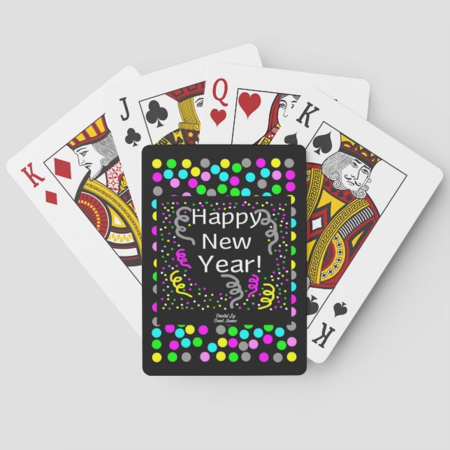 Jeu De Cartes Joyeux Nouvel An Salutations Jouant Aux Cartes (dos)