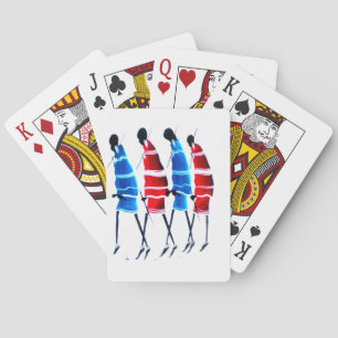 Jeu De Cartes Joyeux peuple Massaï Guerriers Marcher Art Imprime