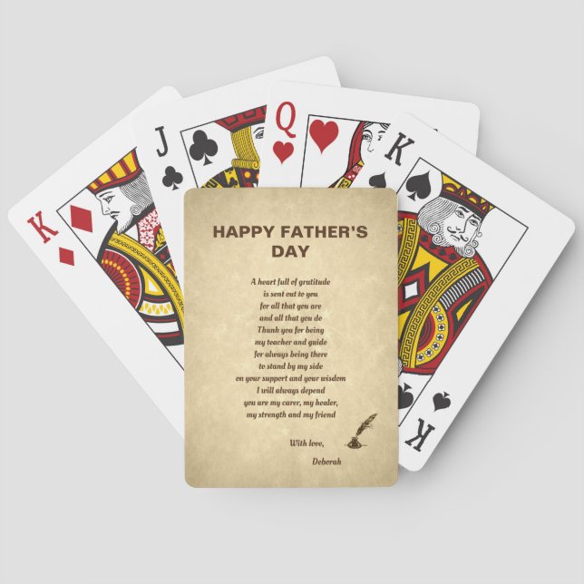Jeu De Cartes Joyeux poème de la fête des pères (dos)