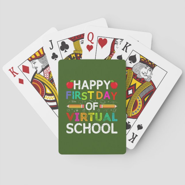 Jeu De Cartes Joyeux Premier Jour Virtuel De L'École (dos)