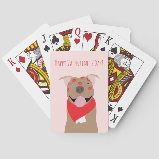 Jeu De Cartes Joyeux Valentines Day American Bulldog Kiss Marks (dos)