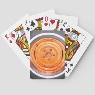 Jeu De Cartes Junk Yard vintage Roue, orange noir et blanc