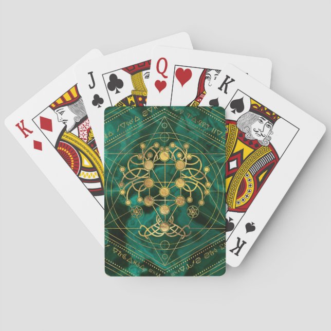 Jeu De Cartes Kabbalah l'arbre de vie - Malachite (dos)