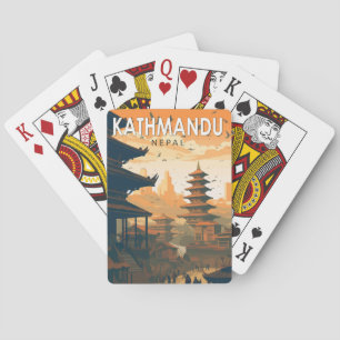 Jeu De Cartes Kathmandu Nepal Travel Art Vintage
