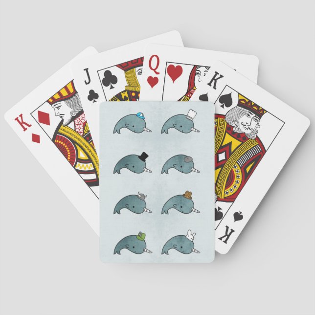 Jeu De Cartes Kawaii Cartoon Grunge Narwhals with hats Card (dos)