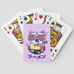 Jeu De Cartes Kawaii Chat Manger Ramen - Jolies nouilles japonai